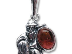 Pandantiv talisman argint cu piatra naturala de ambra (chihlimbar), semn zodiacal Varsator
